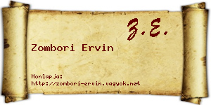 Zombori Ervin névjegykártya